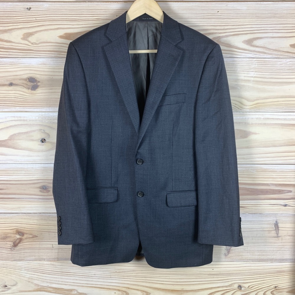 Lauren Ralph Lauren Blazer Mens 38R Blue Houndstooth Wool Sport Coat Jacket